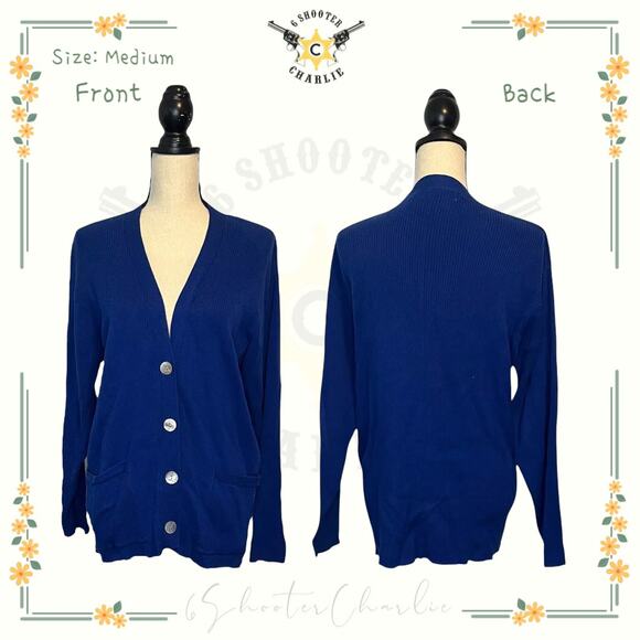 Women's Real Clothes Saks Fifth Avenue Slouchy Cardigan Sweater Blue Size Medium - Picture 1 of 6